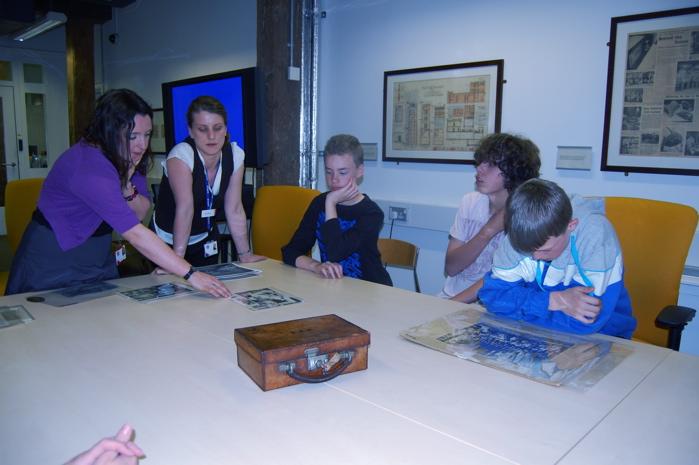 Sainsbury Archivists show the group Frank Sainsbury's lunchbox