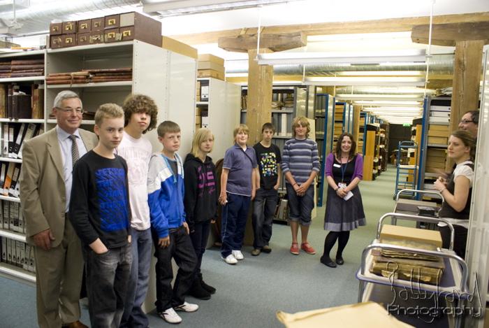 Down our Weigh team in the store room of the Sainsbury Archive