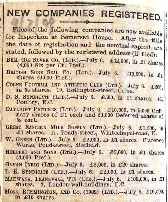 Herbert & Sons Limited formed