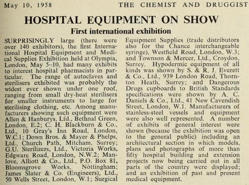 1958 - Hospital Equipment Exhibition